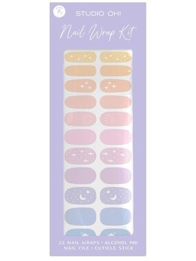 STUDIO OH! Pastel Galaxy Celestial Moon Stars Sunset Trendy Y2K Nail Wrap Kit